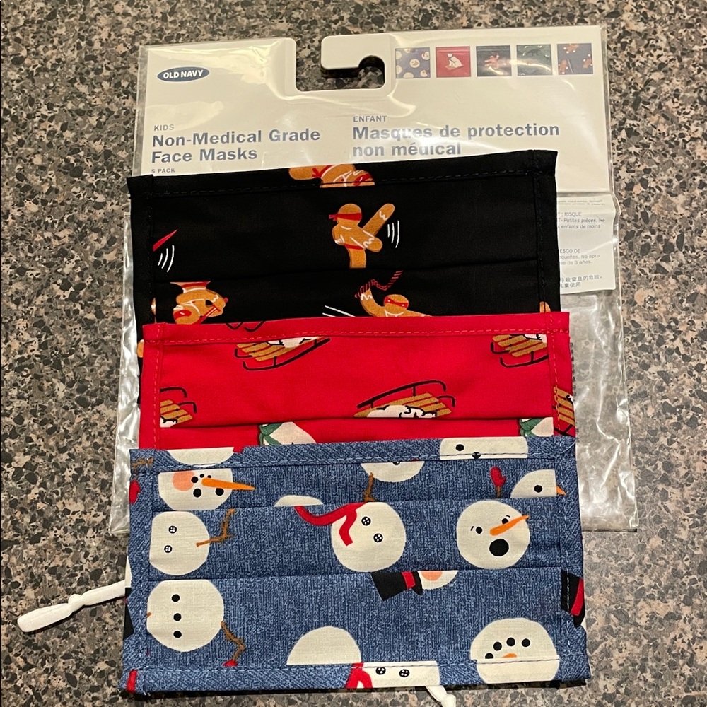 Old Navy Kids Face Masks - Festive Black, Red, and Blue